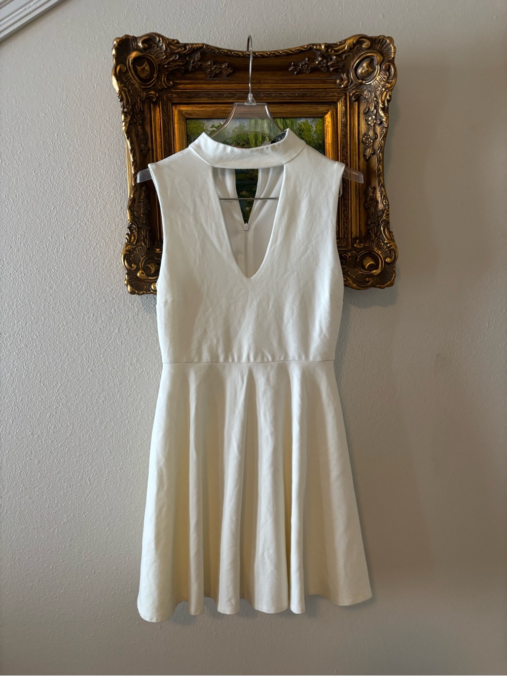 Lulu's White Sleeveless Mini Dress with Keyhole Neckline